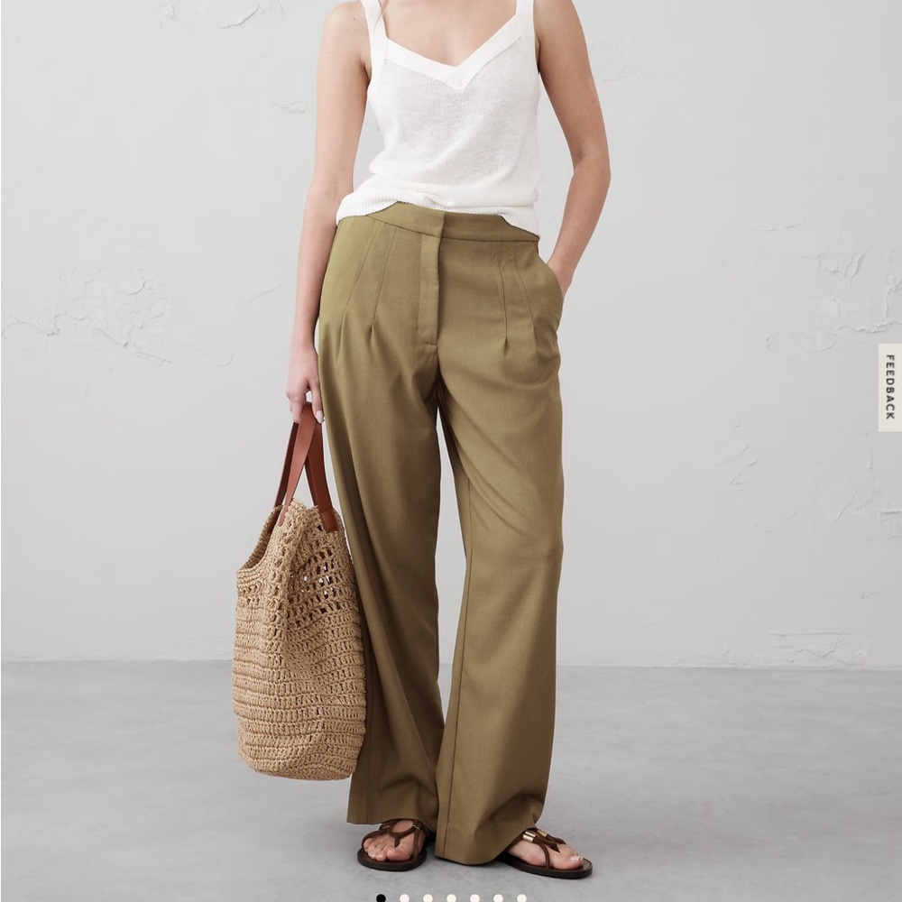 Banana Republic Wide Leg High Rise Pants Olive Size 4
